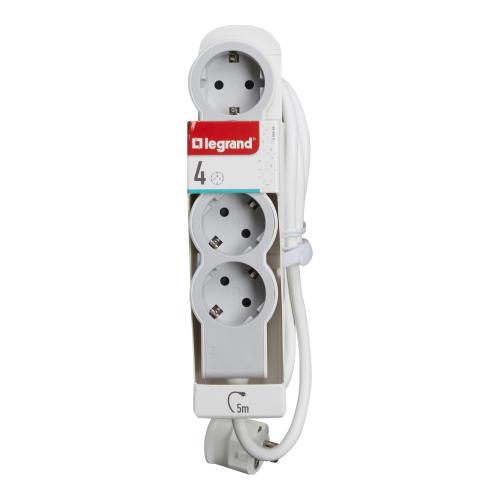 LEGRAND - 694569 Разклонител БЯЛ 4x2P+E с кабел 5 метра / 1.5mm2 Standard Legrand