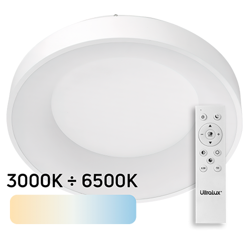 ULTRALUX - SPL8B72RC LED dimmable CCT ceiling lamp with remote control, max. 72W, 3000K-6500К