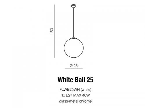 AZZARDO - Lampa White Ball 25 FLWB25WH / AZ2515