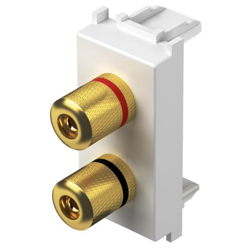 TEM - KM23MW Socket 2x Ø4mm speakers 1M, color White matt, Modul