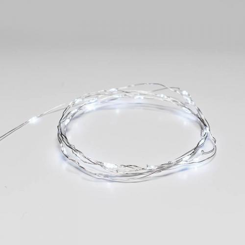 ACA LIGHTING - LED STRING LIGHTS WITH SILVER COPPER WIRE,  cool white light, IP44  XSW20WCR44