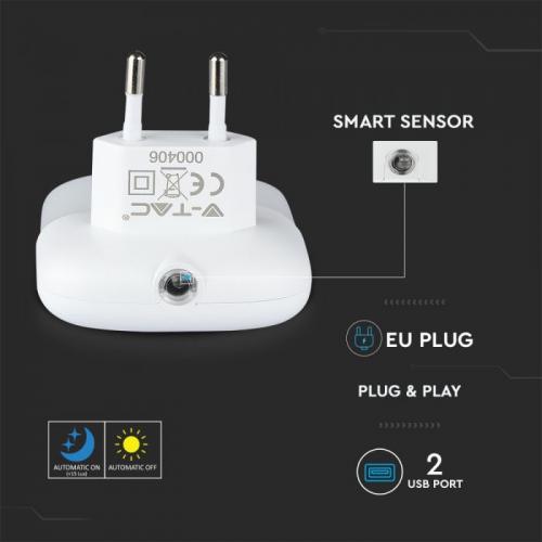 V-TAC - LED Night Light SAMSUNG Chip USB Square 4000K SKU: 508