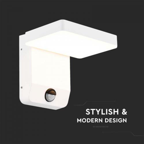 V-TAC - 20W LED Стенна Лампа Сензор Бяла Квадрат 3000K IP65 SKU: 2946 VT-11020