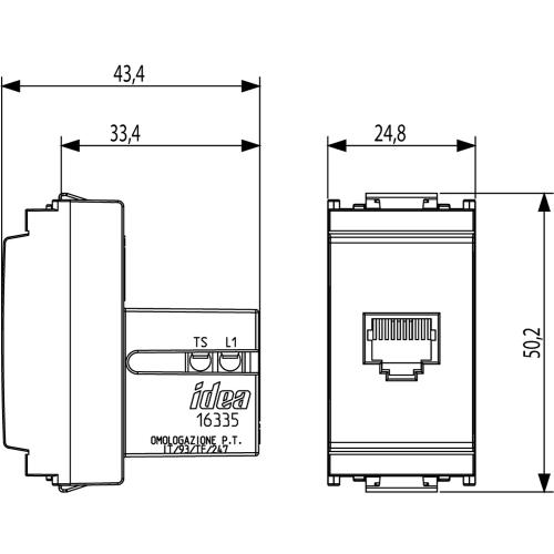 VIMAR - 16335 - Телефонна розетка RJ11 6/4 сив IDEA
