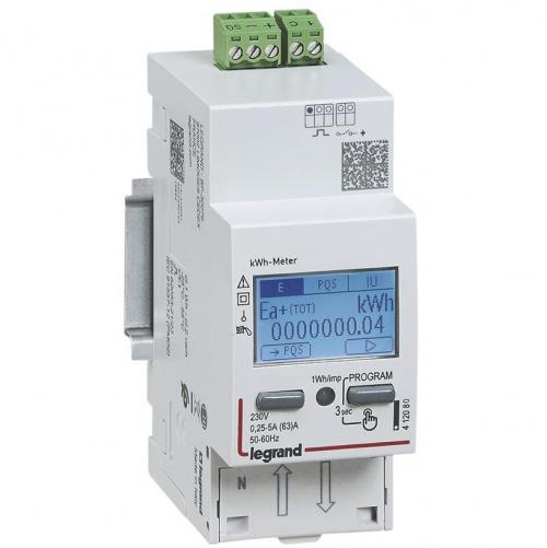 LEGRAND - Single-phase meter EMDX³ direct connection - MID compliant - 63 A - RS485 output - 2 modules 412083