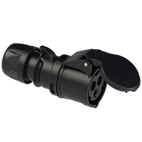 PCE - CEE-connector 16A 4p 6h IP44 SHARK (black)  214-6x