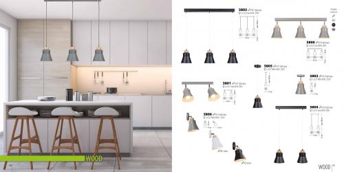 LIS LIGHTING - Плафон WOOD 5802PL-H101 E27, 1x40W, H:30, D:17cm, сиво