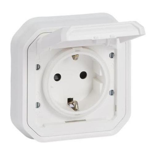 LEGRAND - Socket schuko 16A with child protection and screw terminals monobloc for flush mounting color White IP55 Plexo New 69869L