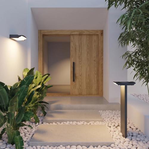 ACA LIGHTING - Влагозащитен градински стълб  Д:32.2, Ш:17.5, В:80 см.  SJ15324   LAMEA ⚡ LED 24W ⚡ 960LM ⚡ 3000K ⚡ 230V ⚡ IP65 ✴ Черен 