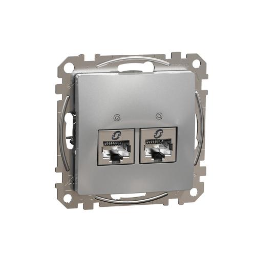 SCHNEIDER ELECTRIC - SDD113452S Sedna Design & Elements - CAT 5E STP, 2x RJ45, aluminium