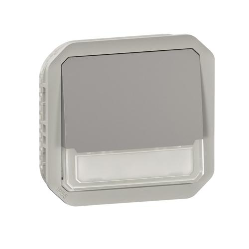 LEGRAND - Button NO/NC with backlight 12V and lable mechanism color Gray IP55 Plexo New 69544L