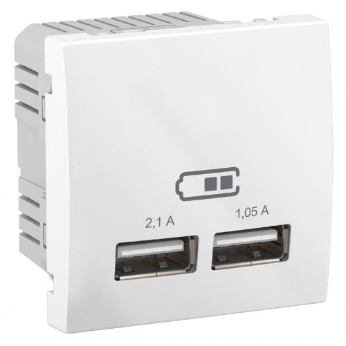 SCHNEIDER ELECTRIC - MGU3.418.18 Unica - Double USB charger - 2.1 A - white