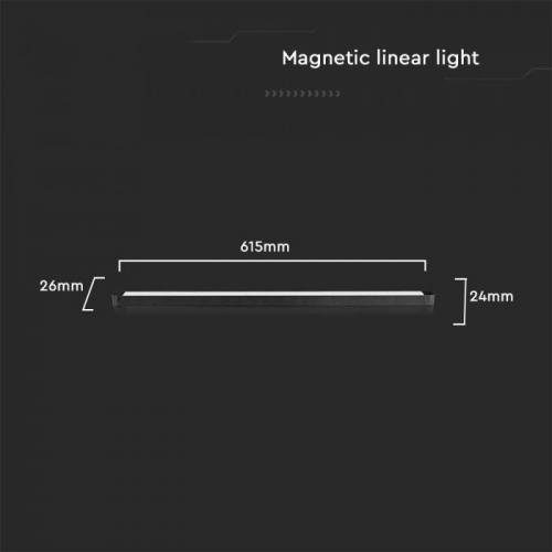 V-TAC - 22W LED Магнитен Линеен Осветител 3000K Черно Тяло SKU: 10249