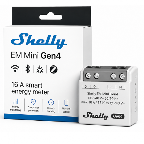 SHELLY - Микромодул Smart монофазен мерител 1х 16A Shelly EM Mini Gen4 - 070823