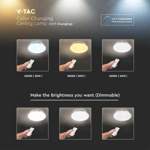 V-TAC - 36-72-36W LED Designer Dome Light Remote Control Color Change Dimmable Starry Cover SKU:2114951