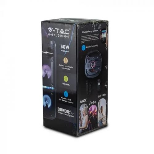 V-TAC - 30W Rechargeable Trolley Speaker Wired Microphone RD Control SKU: 8680 