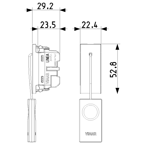 VIMAR - 30054.B Бутон с корда с индикация, Linea, 1P 250 V~ 10 AX 1М, бял
