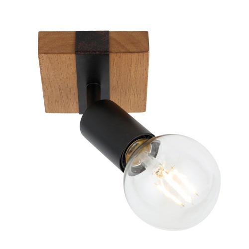 VIVALUX - Ceiling spotlight SP746-1SQ LORENZO wood+black Е27 VIV004887