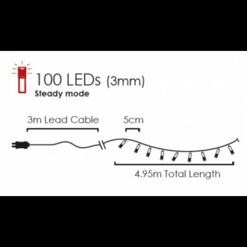 ACA LIGHTING - 100WW44T8FG LED гирлянд топло бяла светлина 3.3W, 8 функции, външна употреба IP44