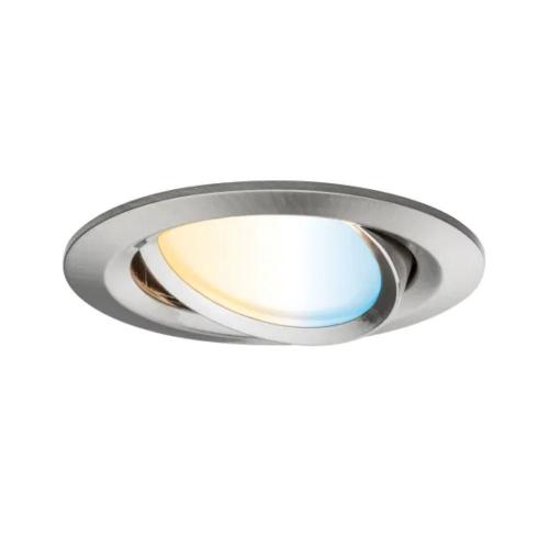 PAULMANN -  92962  LED recessed light Smart Home Zigbee 3.0 Nova Plus Coin basic set pivoting round 84mm 50°Coin✴iron brushed