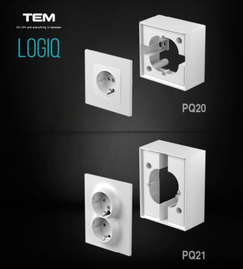 TEM - Junction box for double socket for surface mounting color  White Logiq PQ21PWF