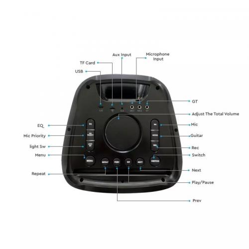 V-TAC - 100W Колона Безжичен Микрофон RF Контрол 2 x 10inch SKU: 8982