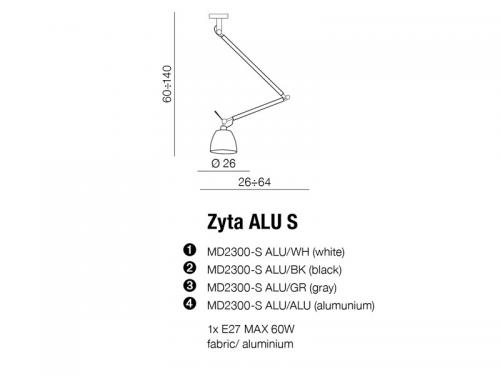 AZZARDO - Пендел ZYTA SMD2300-2S ALU / AZ2298+AZ2601