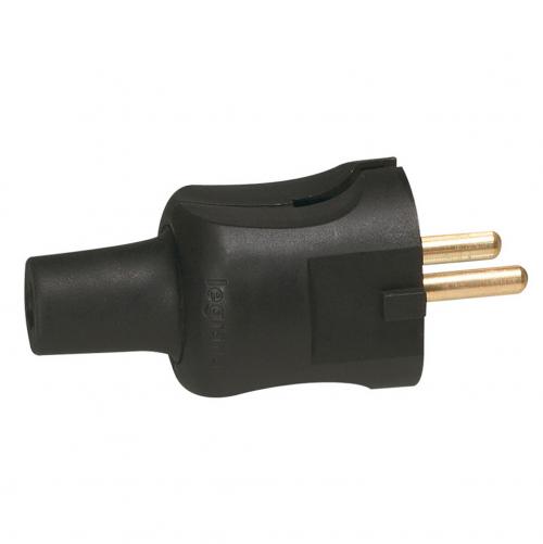 LEGRAND - 50451 Щепсел черен, 2Р 16А гумиран с кабел назад