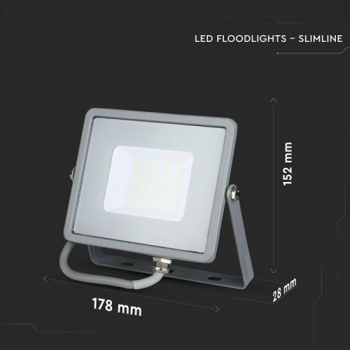 V-TAC - 30W LED Прожектор SAMSUNG Чип SMD Сиви Тяло 3000K SKU: 454