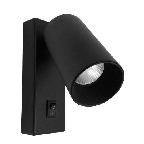 VIVALUX - Wall sporlight with switch SP706 LUX - black - GU10 VIV004388