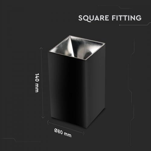 V-TAC - GU10 Fitting Square Black Chrome SKU: 8994