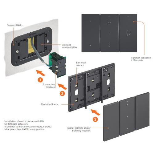 BTICINO - Electrified frame 3 modules, Cream Living Now Bticino KM8102P1