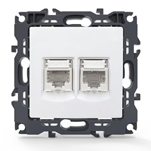 ACA LIGHTING - Телефонна RJ11 CAT3 + Интернет RJ45 CAT6 розетка PRIME бял 1000113401