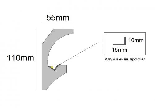 RAY DECOR - Декоративен профил от XPS за скрито LED осветление 55х110x2000mm  RL141