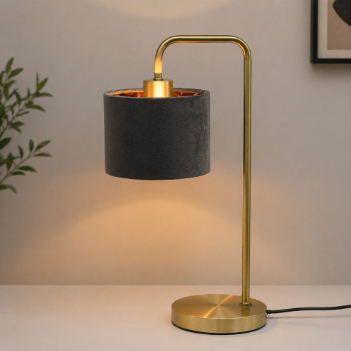 TNL - METAL & VELVET FABRIC TABLE LAMP TNL1008GR