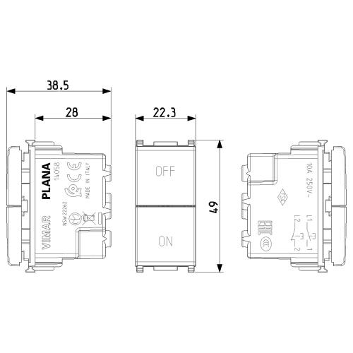 VIMAR - 14058 - Two independent 1P NO+NC10A pushes white