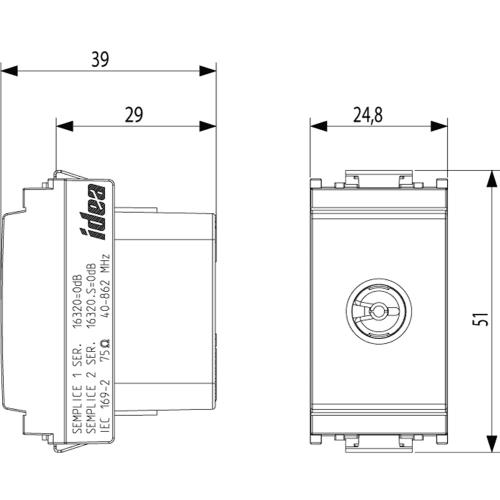 VIMAR - 16320.B - Коаксиална TV ø9,5IEC розетка крайна бяла IDEA