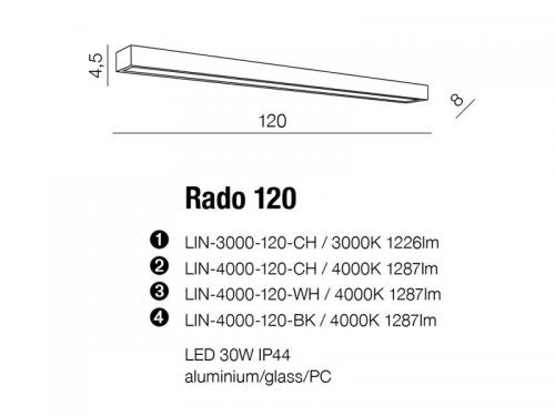 AZZARDO - IP44 RADO 120 LIN-4000-120-WH / AZ2084