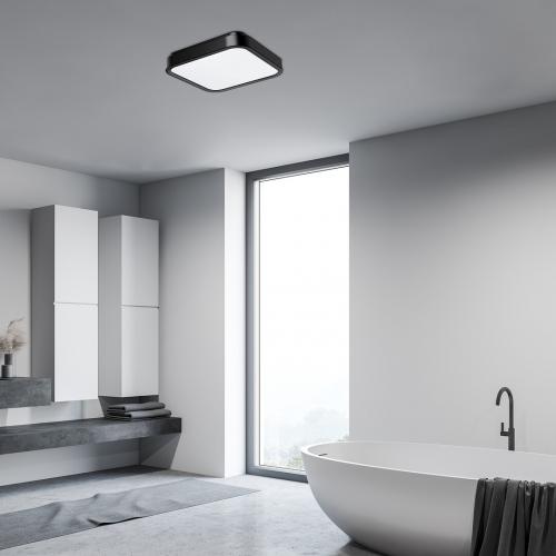 RABALUX - Moisture-proof LED ceiling light  SAMIRA square 48W 3100lm 4000K IP44 black 71256