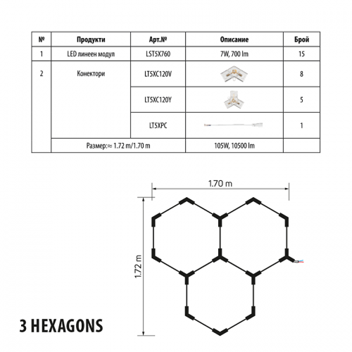 ULTRALUX - V- Конектор за LT5X760, 120°, 2 пина LT5XC120V