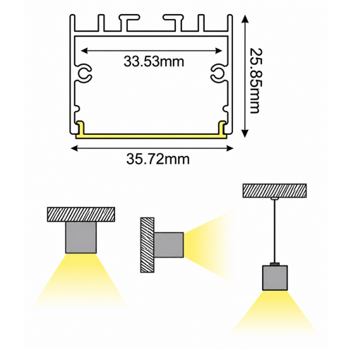 ACA LIGHTING - P217UB CORA Black profile with opal diffuser 2m