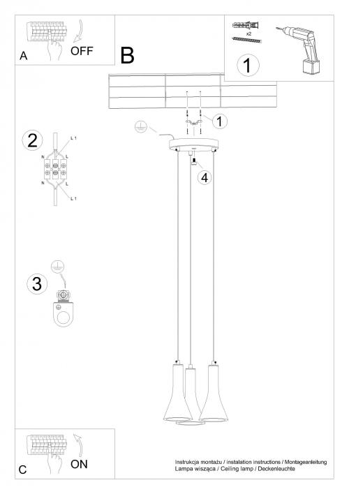 SOLLUX - Pendant lamp  SL.1226 REA 3P 3x12W 3xE14