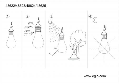 EGLO - Градинска соларна лампа SOLAR-LED ПЕ синьо 48625