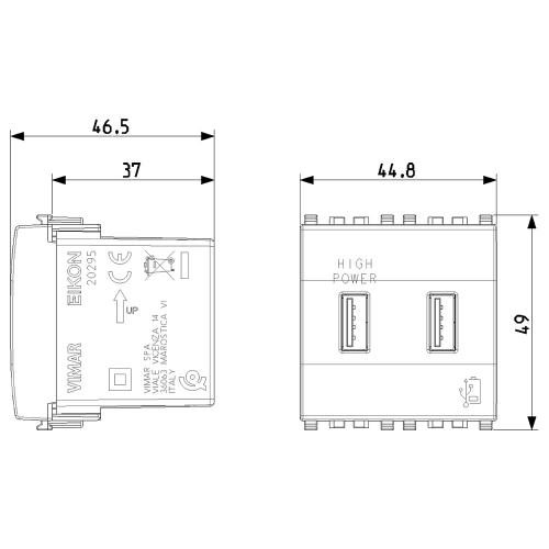 VIMAR - 20295.B - 5V 2,1A USB supply unit 2M white