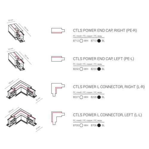 NOWODVORSKI - Ъглов конектор за трифазна шина за вграждане бял CTLS PWR L CONNECTOR 8684