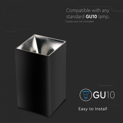 V-TAC - GU10 Fitting Square Black Chrome SKU: 8994