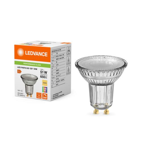 OSRAM - LED крушка димираща PARATHOM 7W 3000K 650 lm 120° GU10 = 51W DIM PAR16 51 4099854 241932