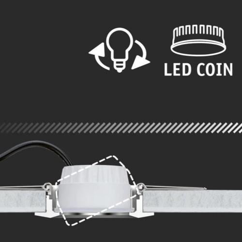 PAULMANN - LED Луни (3бр.)  93415  CYMBAL Coin Basic Set ⚡ IP44 ⚡ round 77mm Coin ⚡ 3x6.7W ⚡ 3x430lm⚡ 230V ⚡ dimmable ⚡ 2700K ✴ Бял мат
