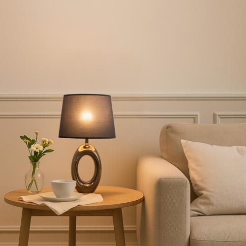 RABALUX - Нощна лампа Н:39 Ø:23cm.  74063  DALORA ⚡ E14 ⚡ 1x MAX 25W ⚡ IP20 ✴ Бронз/Черен