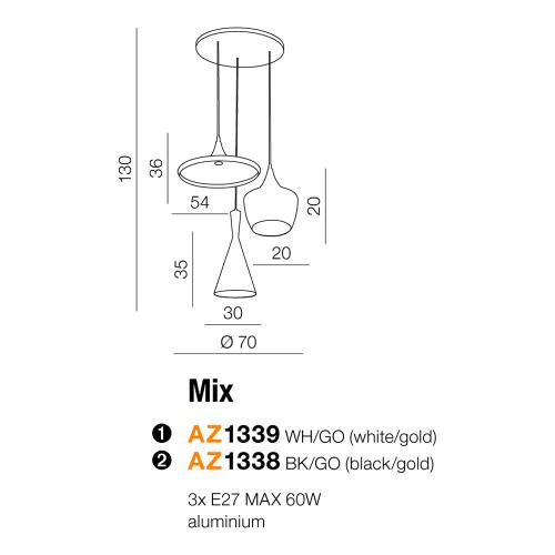 AZZARDO - Mix FB6901-3-WH-GO / AZ1339